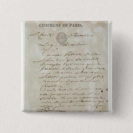 Badge Carré 5 Cm Appel de Maximilien de Robespierre (Devant)
