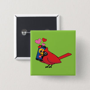 Badge Carré 5 Cm Appels d'accouplement Cardinal Bird Love