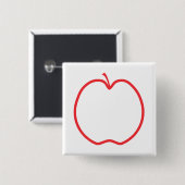 Badge Carré 5 Cm Apple rouge décrivent (Devant & derrière)