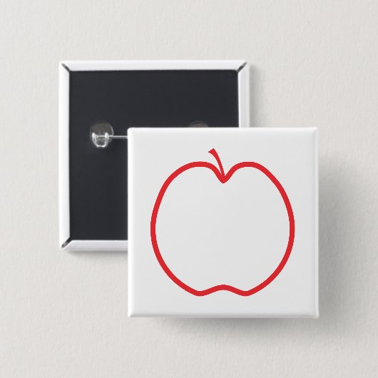 Badge Carré 5 Cm Apple rouge décrivent (Devant & derrière)