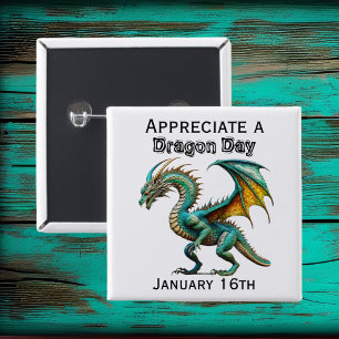 Badge Carré 5 Cm Appréciez une chemise de vacances dragon Day Funny