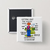 BADGE CARRÉ 5 CM APPUI OBAMA 2012 (Devant & derrière)