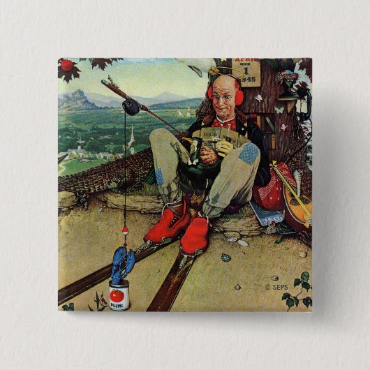 Badge Carré 5 Cm April Fool, 1945 (Devant)