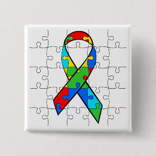 Badge Carré 5 Cm April is Autism Awareness Month Button