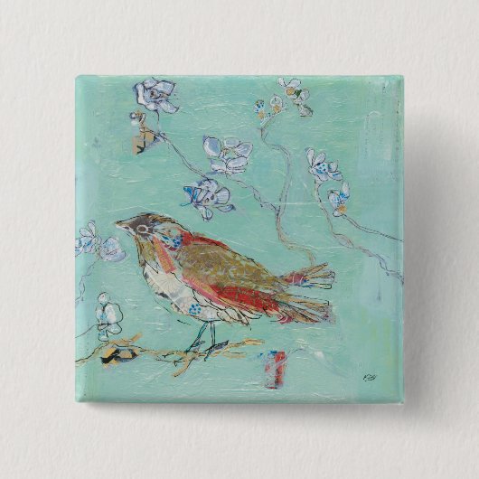 Badge Carré 5 Cm Aqua Bird (Devant)