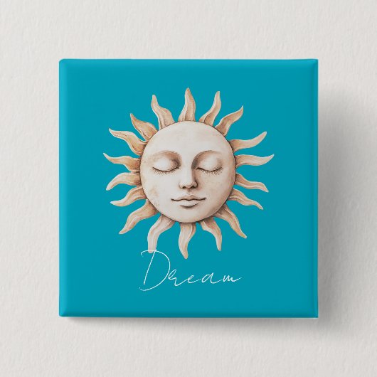 Badge Carré 5 Cm Aqua Blue dream soleil sicilien (Devant)