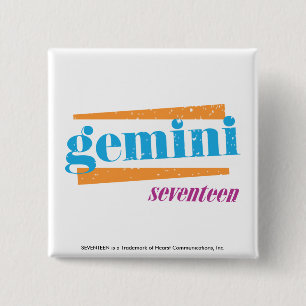 Badge Carré 5 Cm Aqua de Gémeaux