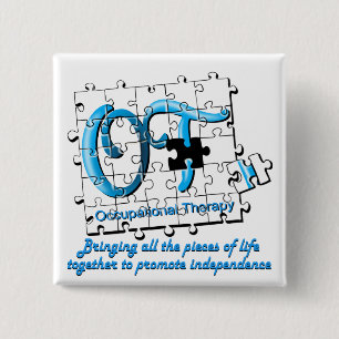 Badge Carré 5 Cm aqua de puzzle d'ot