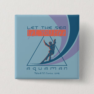 Badge Carré 5 Cm Aquaman Laissez La Mer Vous Libérer