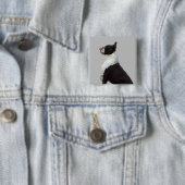 Badge Carré 5 Cm Aquarelle Boston Terrier Pin Bouton (En situation)