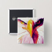 Badge Carré 5 Cm Aquarelle de "Everette" Eagle chauve (Devant & derrière)