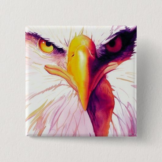 Badge Carré 5 Cm Aquarelle de "Everette" Eagle chauve (Devant)