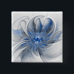 Badge Carré 5 Cm Aquarelle gris bleu Abstrait Fractal Art Flower<br><div class="desc">Fleur d'imaginaire unique aux tons bleu et gris,  abstraite et élégante. Conception pour votre bouton et plus encore.</div>