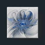 Badge Carré 5 Cm Aquarelle gris bleu Abstrait Fractal Art Flower<br><div class="desc">Fleur d'imaginaire unique aux tons bleu et gris,  abstraite et élégante. Conception pour votre bouton et plus encore.</div>