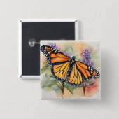 Badge Carré 5 Cm Aquarelle Monarch Papillon Imprimer (Devant & derrière)