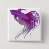 Badge Carré 5 Cm Aquarelle Profond Purple Betta Fish (Devant)