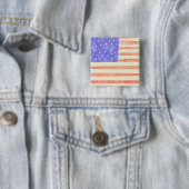 Badge Carré 5 Cm Aquarelle rustique USA drapeau américain (En situation)