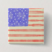Badge Carré 5 Cm Aquarelle rustique USA drapeau américain (Devant)