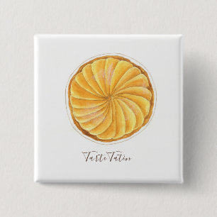 Badge Carré 5 Cm Aquarelle Tarte Tatin