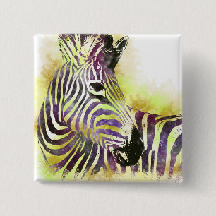 Badge Carré 5 Cm Aquarelle Zeba