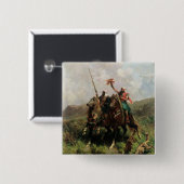 Badge Carré 5 Cm Arabes avec un faucon (Devant & derrière)