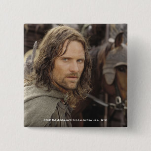 Badge Carré 5 Cm Aragorn avec le cheval