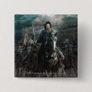 Badge Carré 5 Cm Aragorn menant sur le cheval