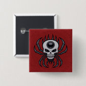 Badge Carré 5 Cm Araignée crânienne (Devant & derrière)