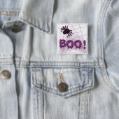 Badge Carré 5 Cm Araignée effrayante (En situation)