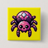 Badge Carré 5 Cm Araignée Pixel mignonne (Devant)