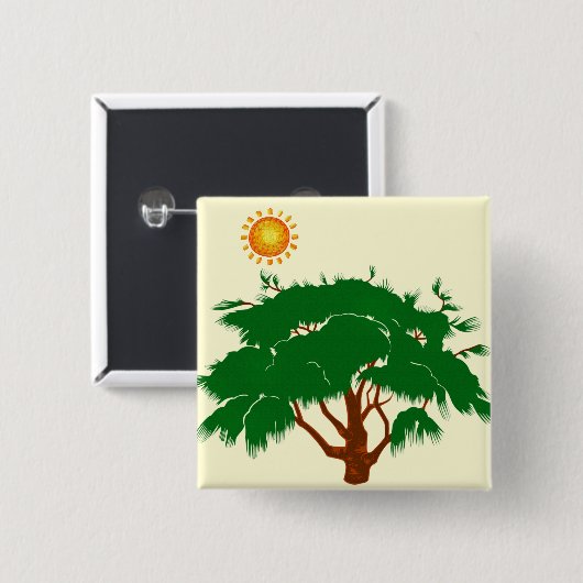 Badge Carré 5 Cm Arbre (Devant & derrière)