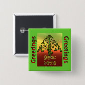 Badge Carré 5 Cm arbre 3D vert brillant (Devant & derrière)