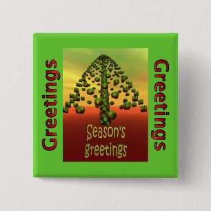 Badge Carré 5 Cm arbre 3D vert brillant