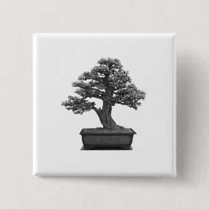Badge Carré 5 Cm arbre de bonsaïs
