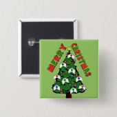 Badge Carré 5 Cm Arbre de casquette d'infirmière de Joyeux Noël (Devant & derrière)