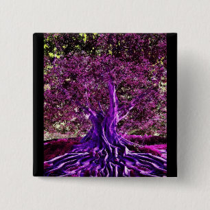 Badge Carré 5 Cm Arbre de coeur de la vie