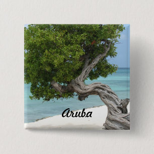 Badge Carré 5 Cm Arbre de Divi Divi dans Aruba
