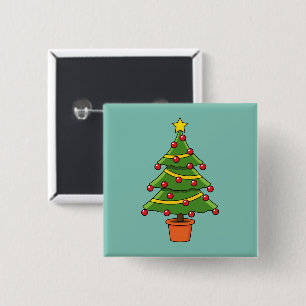 Badge Carré 5 Cm Arbre de Noël