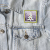 Badge Carré 5 Cm Arbre de Noël blanc (En situation)
