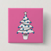 Badge Carré 5 Cm Arbre de Noël blanc (Devant)