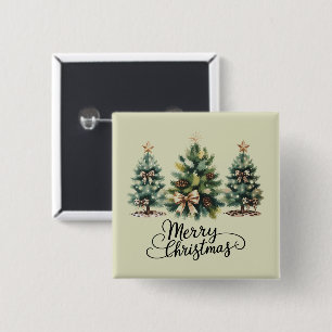 Badge Carré 5 Cm Arbre de Noël joyeux léopard Coquette Bow Noël