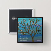 Badge Carré 5 Cm Arbre de Pin de la vie (Devant & derrière)