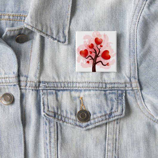 Badge Carré 5 Cm Arbre des coeurs (En situation)