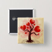 Badge Carré 5 Cm Arbre des coeurs (Devant & derrière)