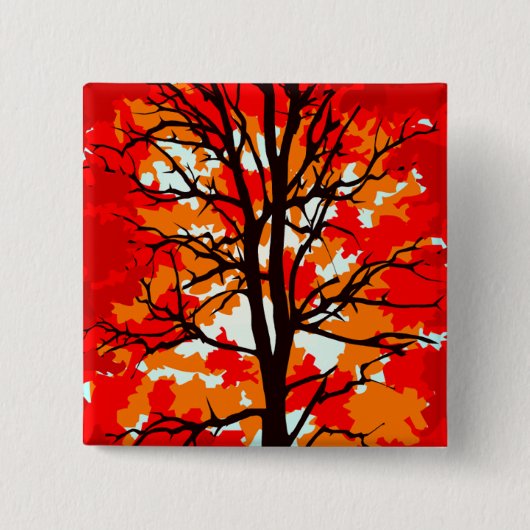 Badge Carré 5 Cm Arbre rouge (Devant)