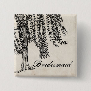 Badge Carré 5 Cm Arbre Vintage à percussion noire