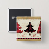 Badge Carré 5 Cm Arbres de Noël de vacances (Devant & derrière)