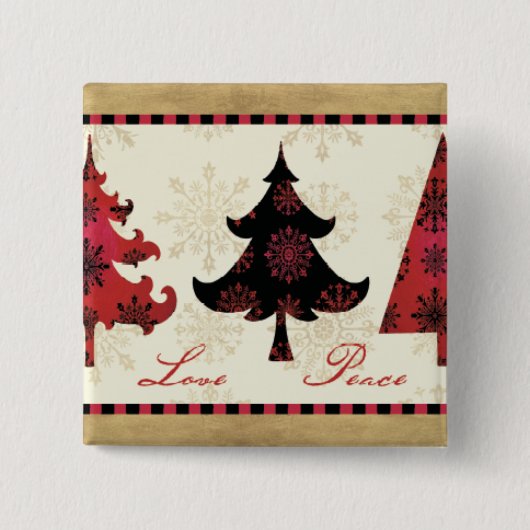 Badge Carré 5 Cm Arbres de Noël de vacances (Devant)