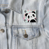 Badge Carré 5 Cm Arbres, fleurs et ours de panda (En situation)