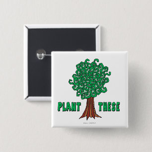 Badge Carré 5 Cm Arbres plantes